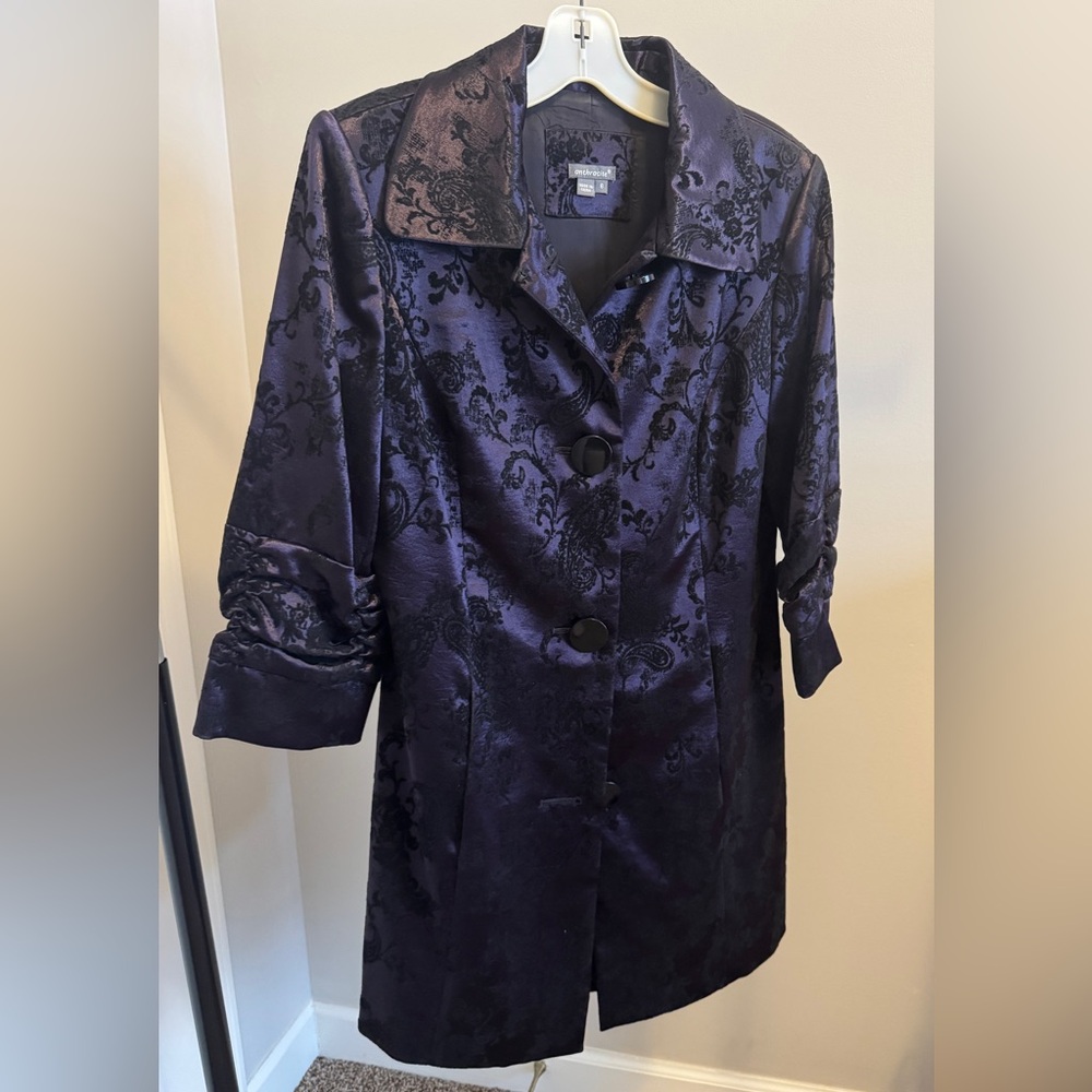 Chic Dark Purple Brocade Jacket Dress